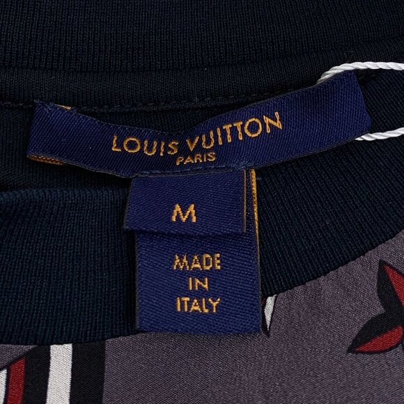 LOUIS VUITTON Gray Monogram Print Cotton T-Shirt Dress With Black Sleeves Size M - Picture 2 of 8